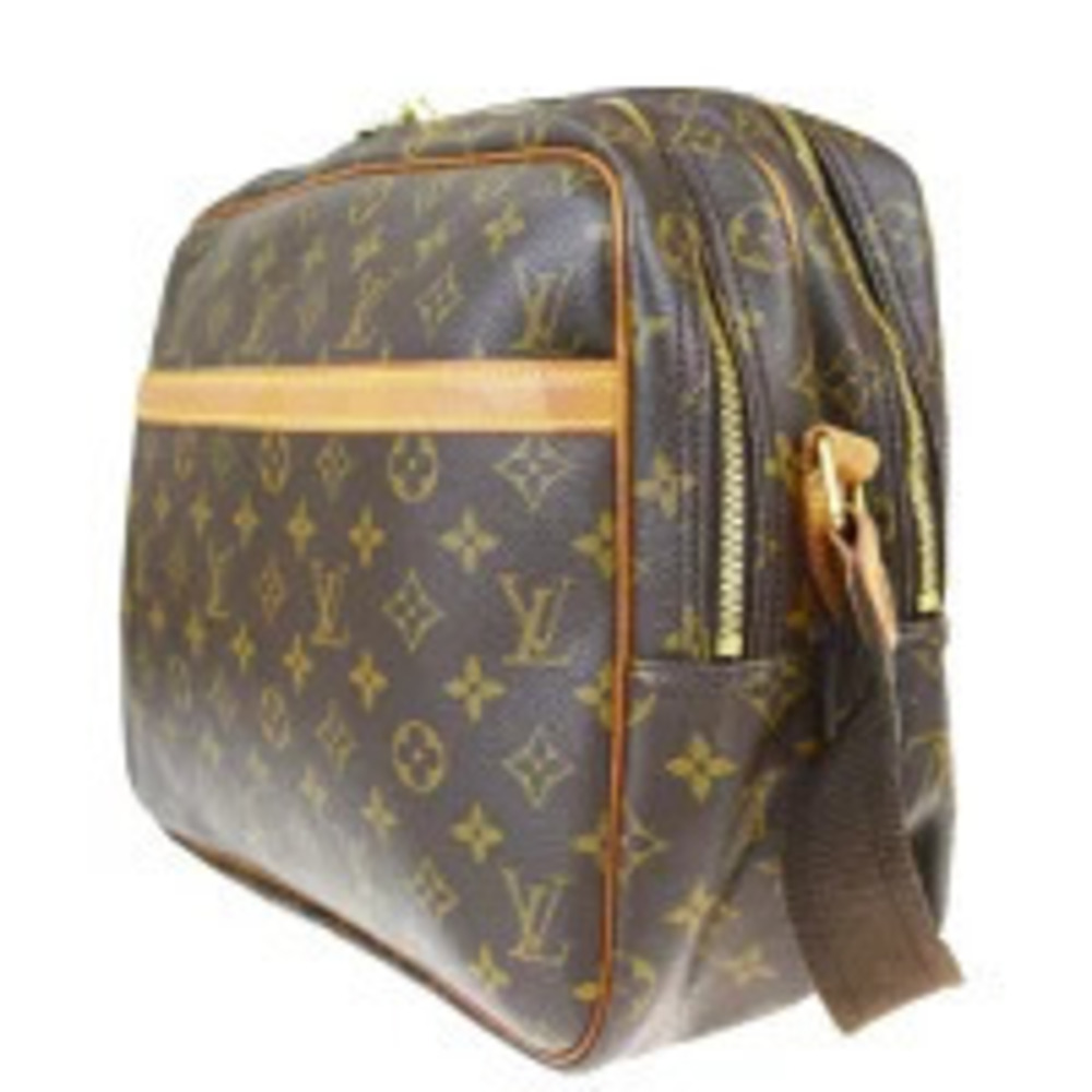 Louis Vuitton Reporter Shoulder Bag Leather Monogram Brown